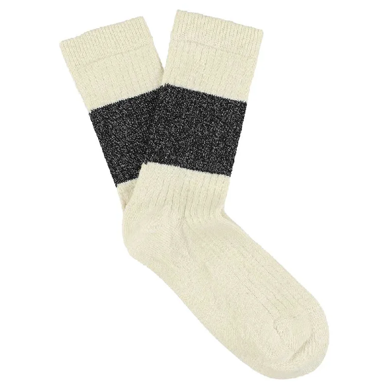 Anti-slip wool socks-Lurex Melange Band Socks - Ecru / Black