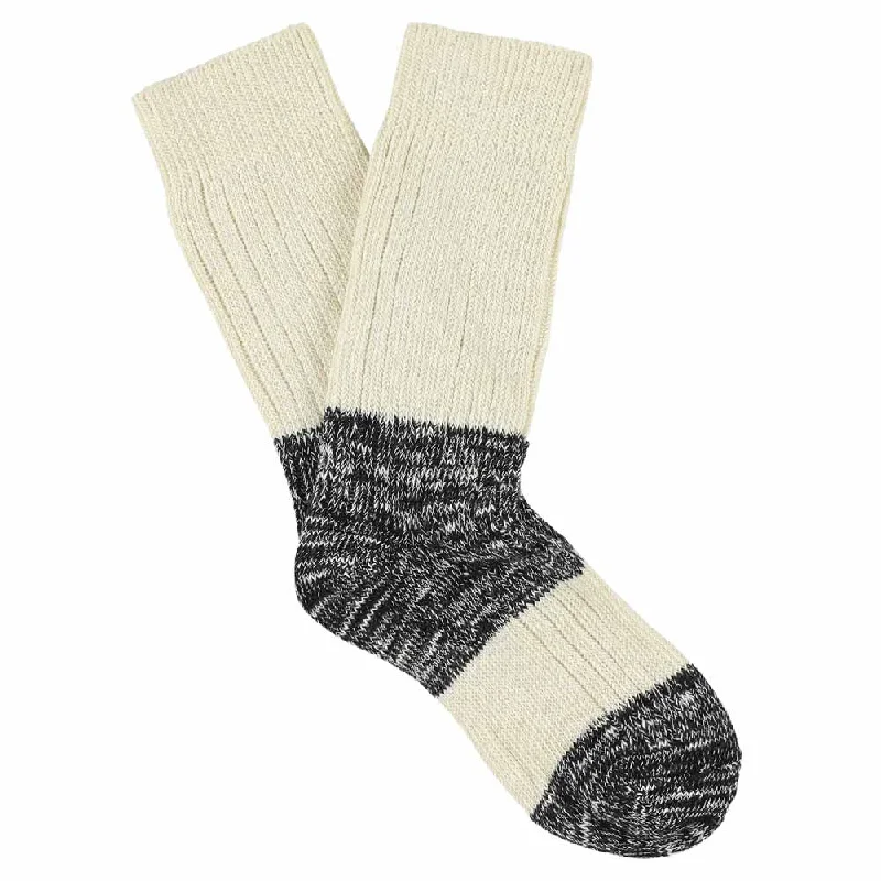 Lightweight animal socks-Women Melange Block Socks Ecru / Black