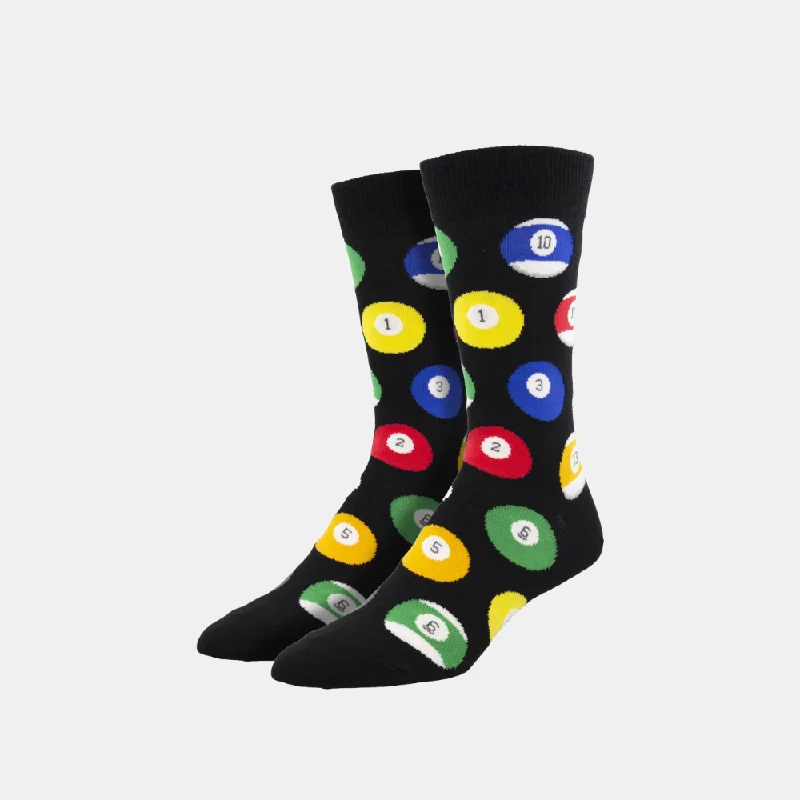 Lightweight cozy socks-Men's Billiard Balls Socks - Black