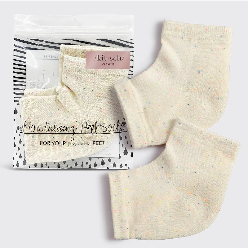 Quirky flamingo socks-Moisturizing Heel Socks in Cream Confetti | For Dry Cracked Feet