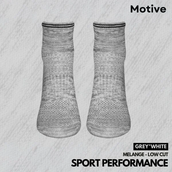 Thin breathable socks-Motive Sock Sport Performance Melange Low Cut - White/Gray