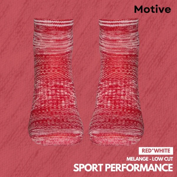 Retro checkered socks-Motive Sock Sport Performance Melange Low Cut - White/Red