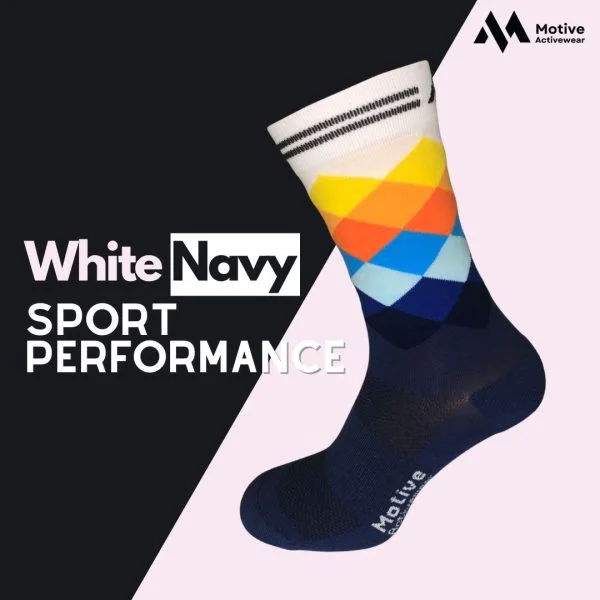 Patterned knit socks-Motive Sock Sport Performance Socks - Navy/White