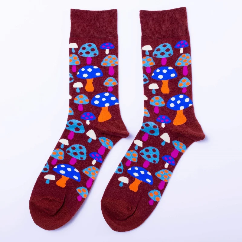 Thin breathable socks-Mushroom Crew Socks - Large