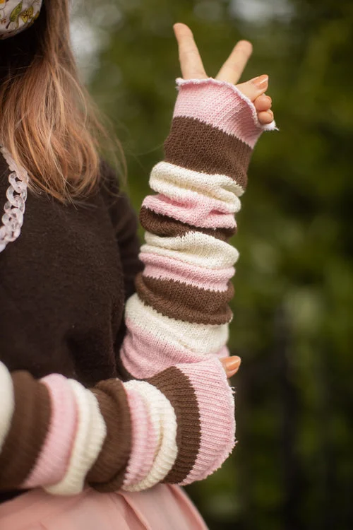 Fuzzy hiking socks-Neapolitan Stripes Warmers