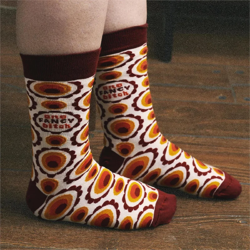 Performance trail socks-One Fancy Bitch Socks | Colorful Retro Pattern