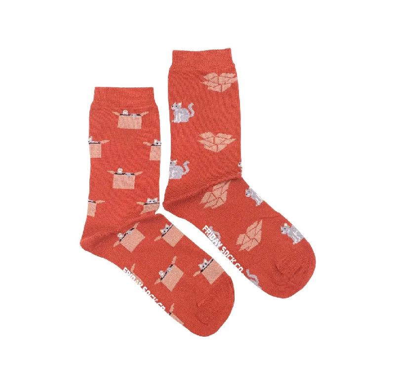 Grip thermal socks-Orange Cat & Box Socks