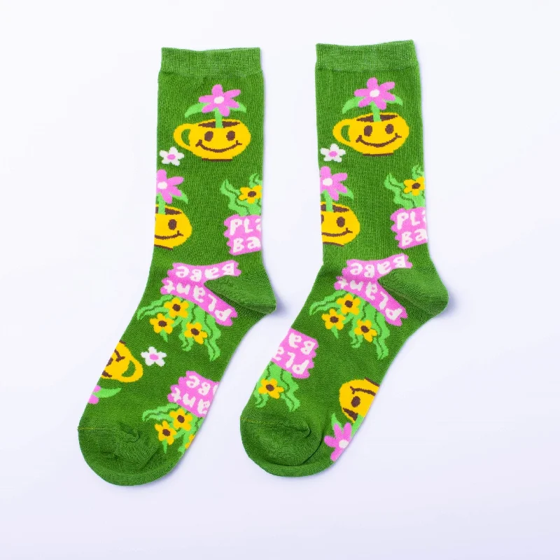 Classic gray socks-Plant Babe Crew Socks - Small