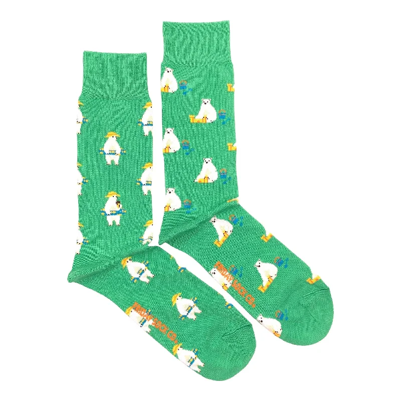 Plush animal socks-Polar Bear At The Beach Mismatched Socks M