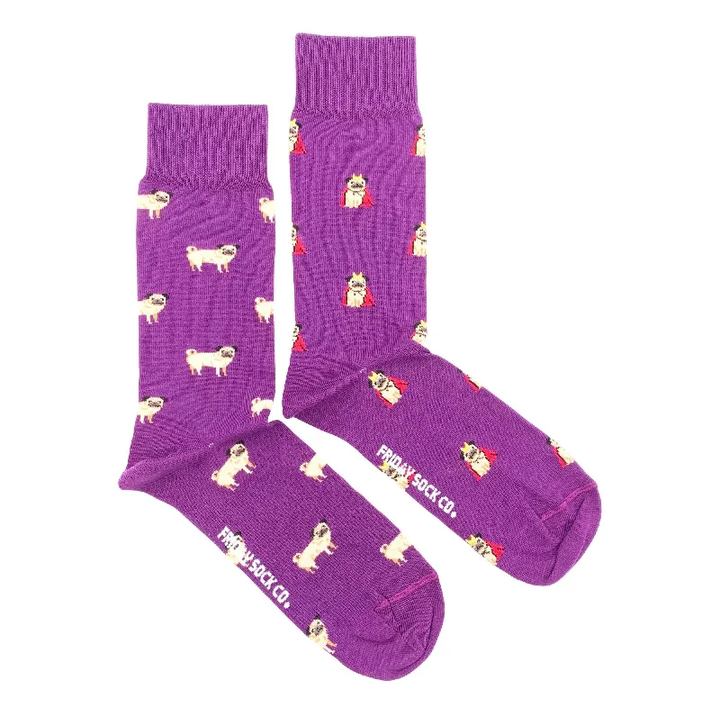 Playful striped socks-Pug Mismatched Socks M