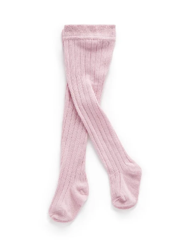 Cushioned trail socks-Purebaby Rib Tights - Dusk