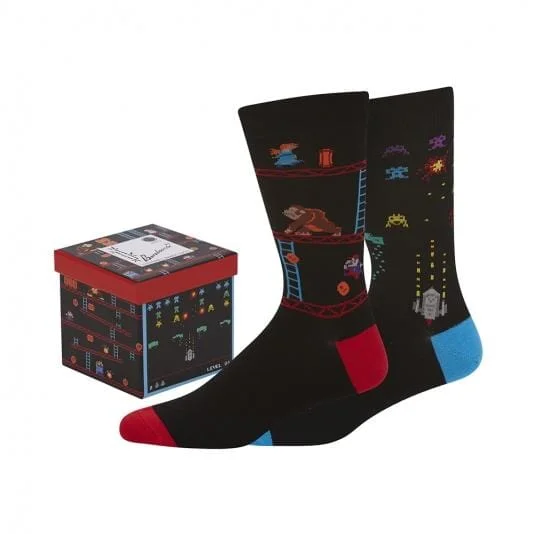 Casual striped socks-Retro Arcade 2pk Sock with Gift Box