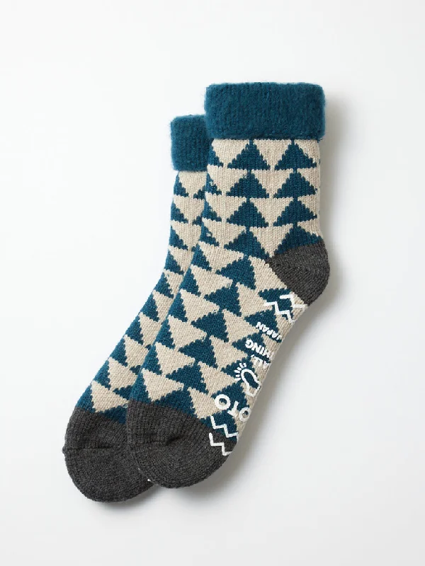 Adorable bear socks-Rototo Comfy Room Socks in Blue Green Charcoal