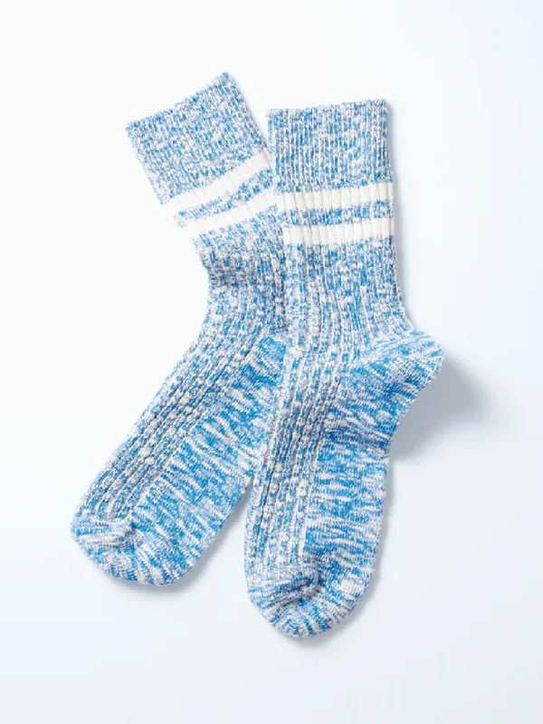 Rototo Organic Slub Stripe Sock in Blue