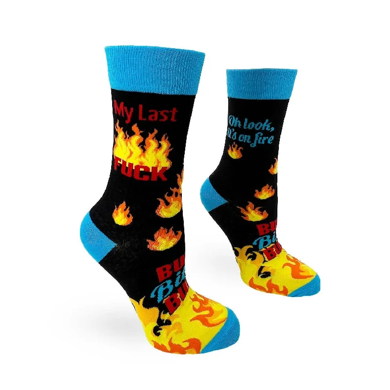 Cozy cable socks-My Last Fuck. Oh Look, it's on Fire Sassy Ladies' Novelty Crew Socks