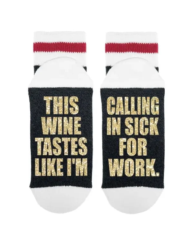 Thin athletic crew-SOCK *DIRTY TO ME-THIS WINE TASTES LIKE IM CALLING IN SICK