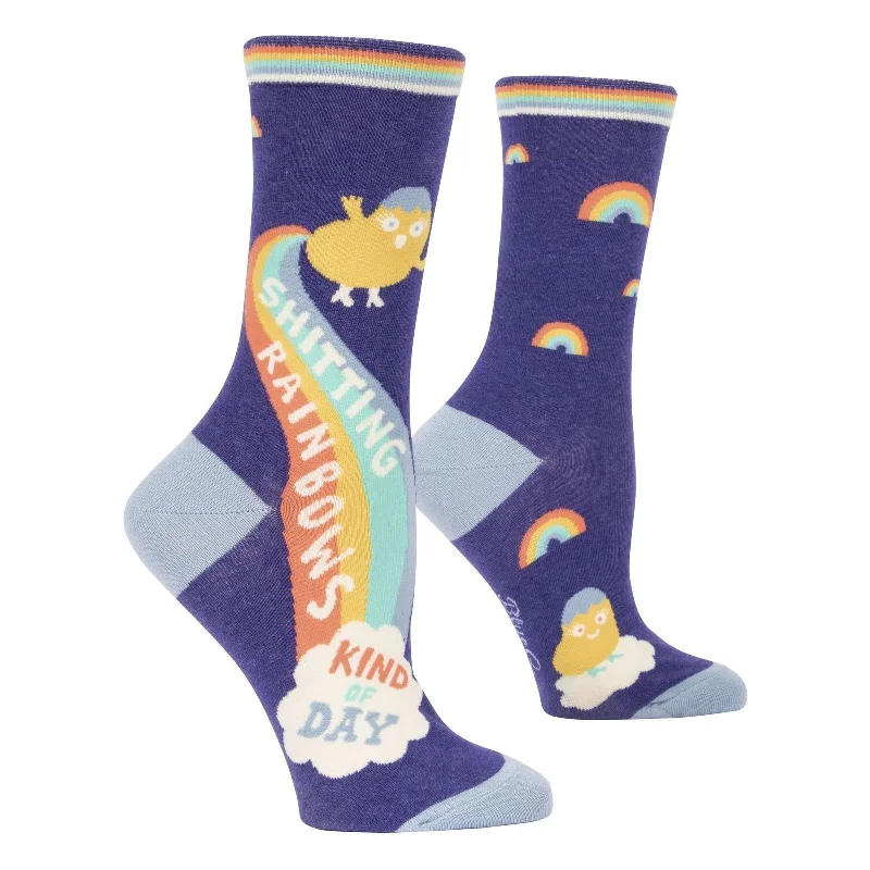 Grip thermal socks-Shitting Rainbows Kind of Day Women's Crew Socks | BlueQ at GetBullish