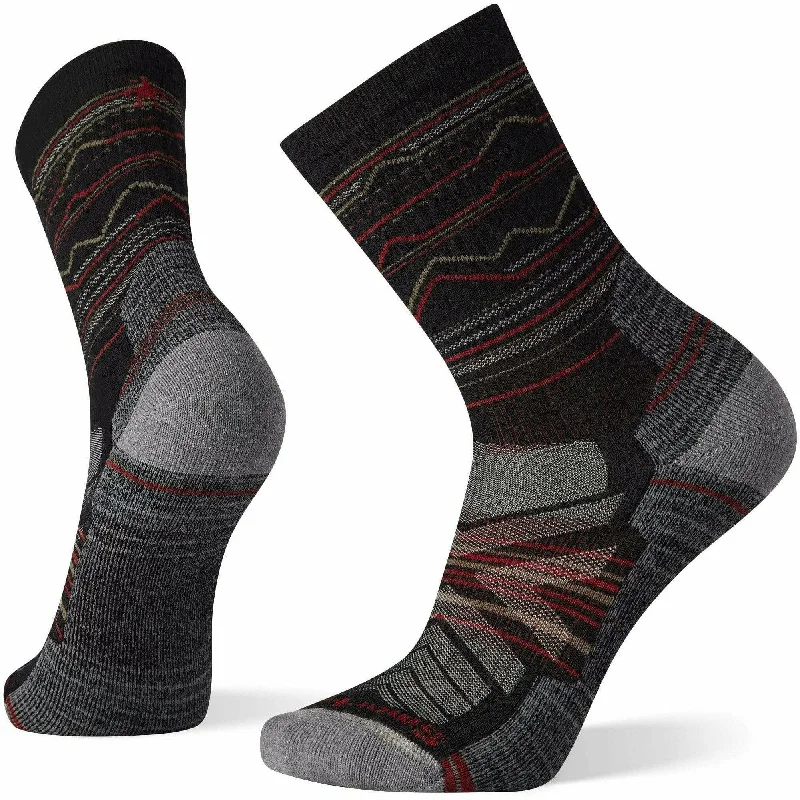 Durable knit socks-Smartwool Hike Light Cushion Mountain Range Pattern Crew Socks