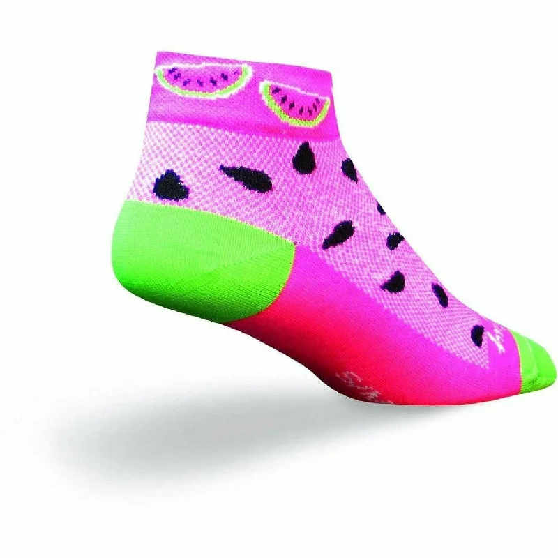 Cushioned knit socks-SockGuy Womens Watermelon 1 Inch Micro Crew Socks