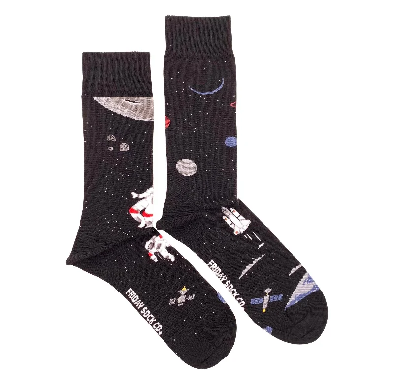 Cozy fuzzy socks-Space Scene Mismatched Socks M