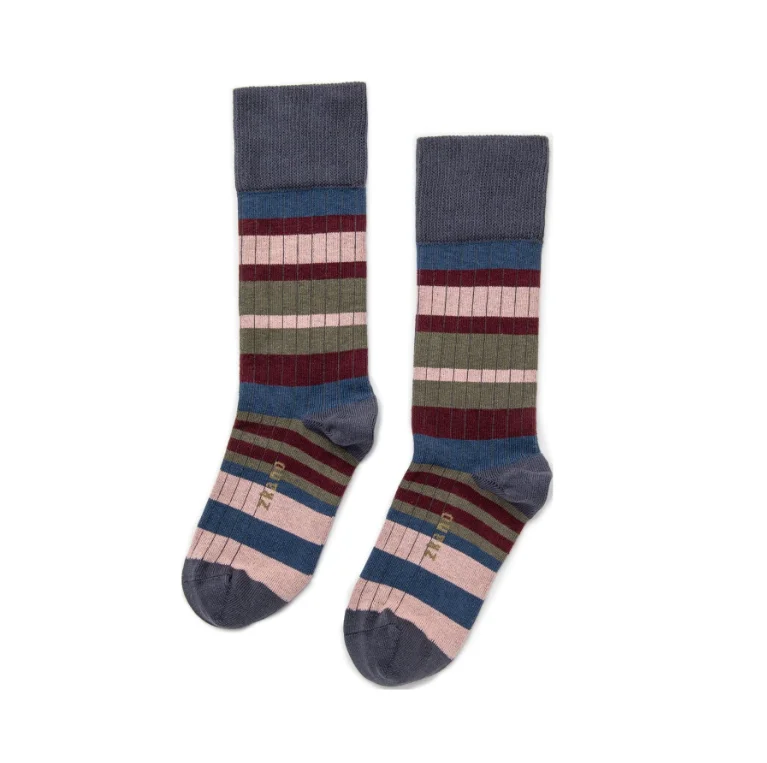 Durable cozy socks-Sweater Stripe Socks in Indigo from Zkano