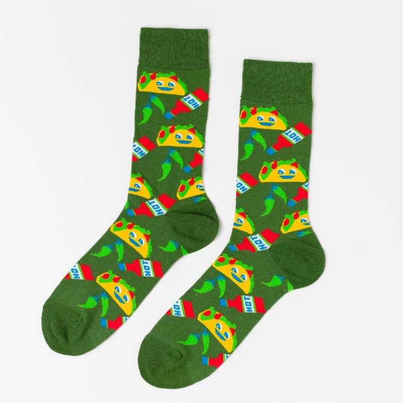 Quirky cotton socks-Taco Crew Socks - Large