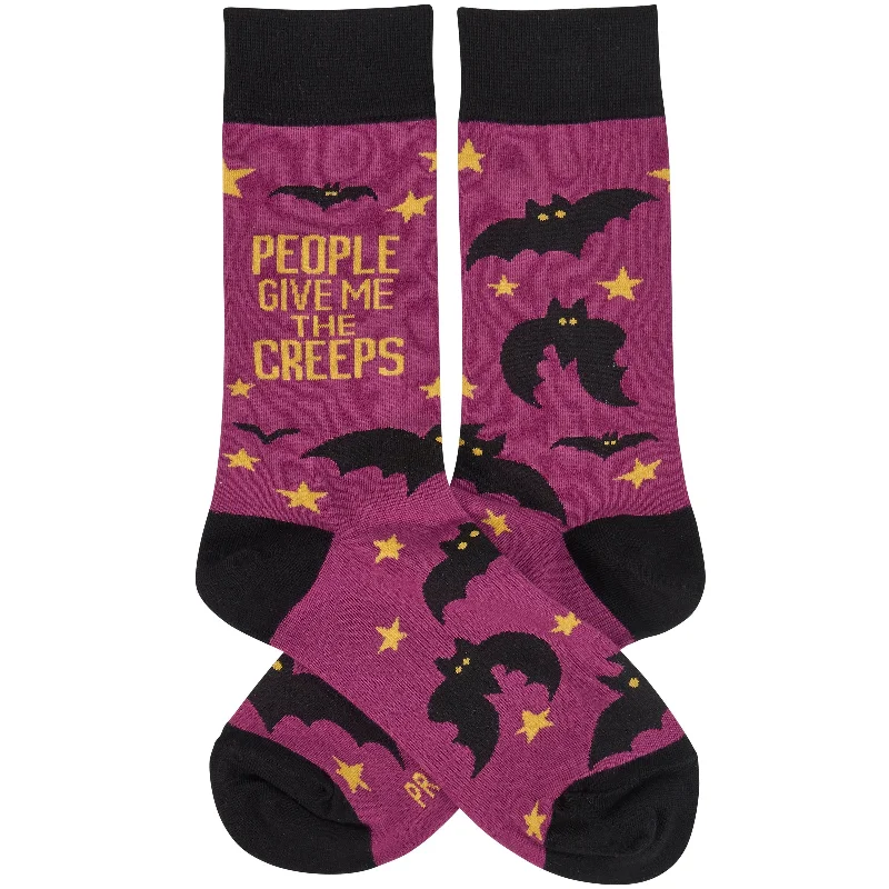 Organic bamboo socks-People Give Me The Creeps Socks | Halloween Themed Novelty Socks