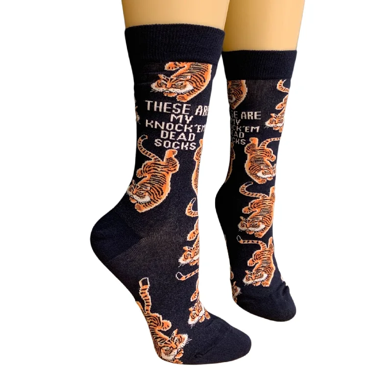 Quirky geometric socks-These Are My Knock 'Em Dead Socks with Tiger Motif | Gift for Her