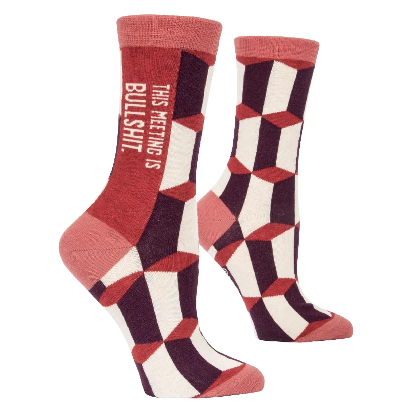 Trendy knit socks-This Meeting is Bullshit Women's Crew Dress Socks | BlueQ at GetBullish