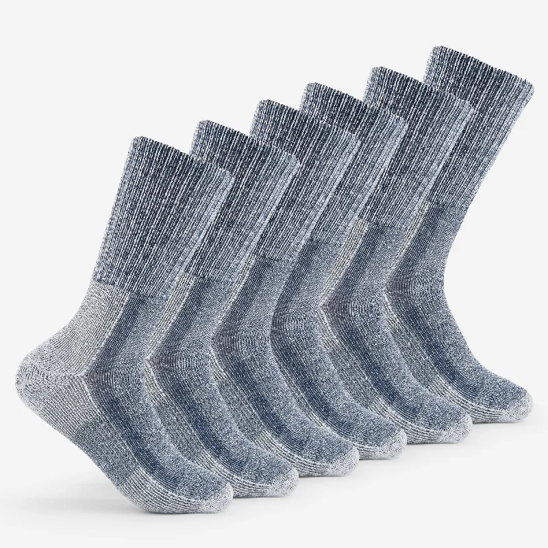 Hand-knit striped socks-Thorlo Mens Moderate Cushion Crew Hiking 6-Pack Socks