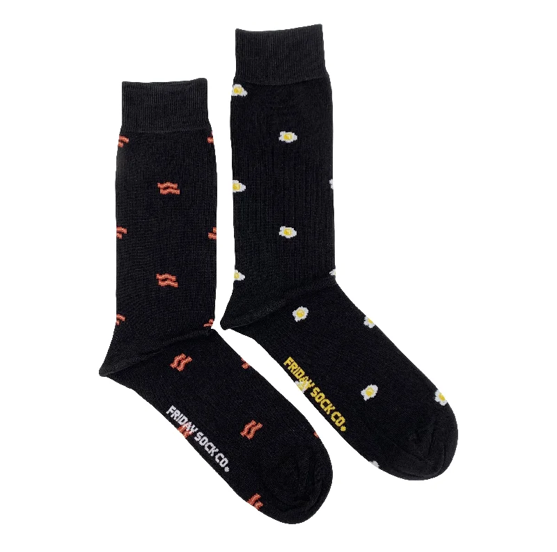 Bright fuzzy socks-Tiny Bacon & Eggs Mismatched Socks M