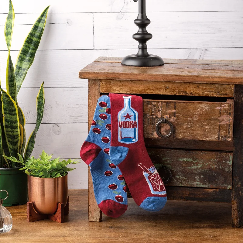 Cozy alpaca socks-Vodka And Cranberries Socks | Mismatched Novelty Socks