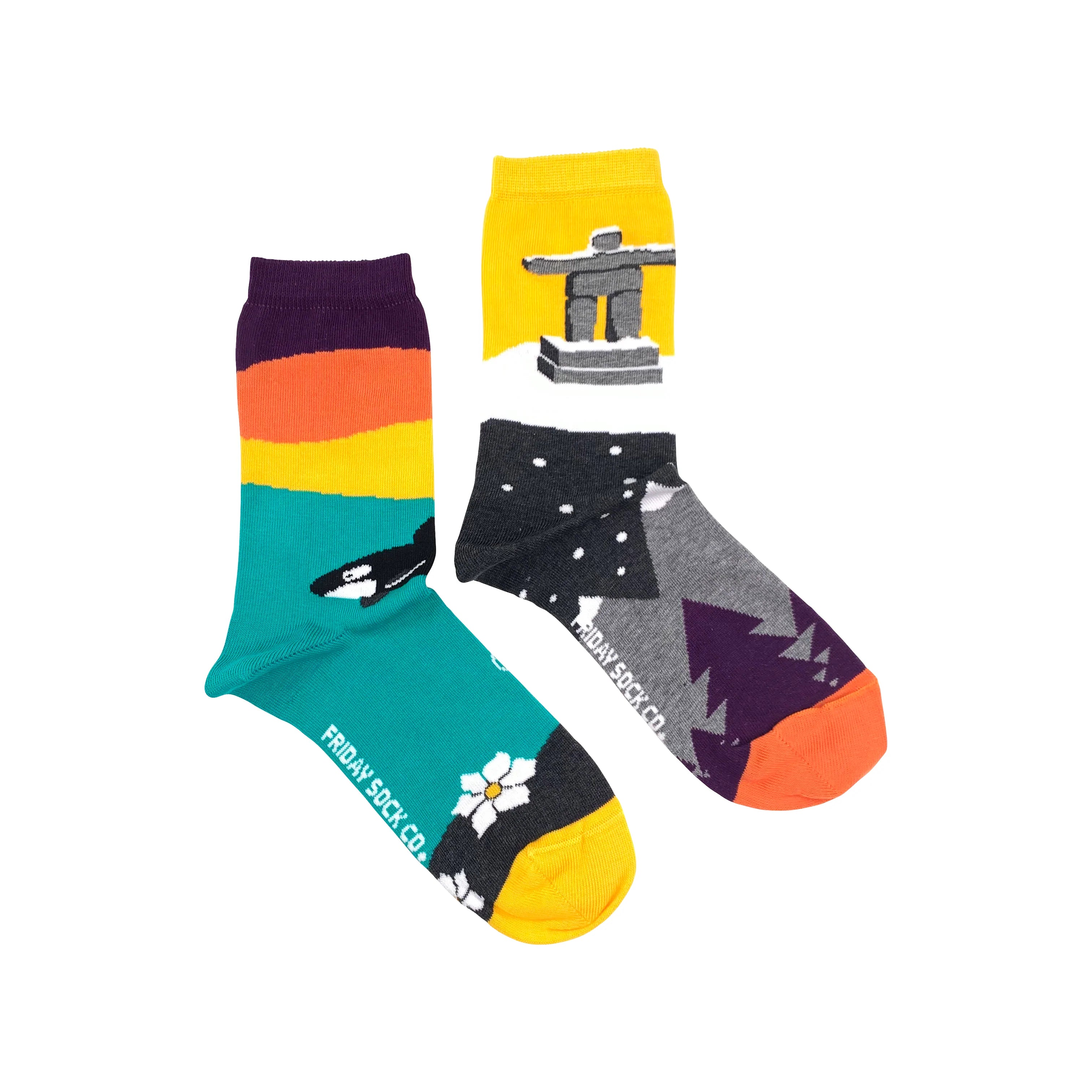 Thin breathable socks-West Coast Canadian Landscape Mismatched Socks