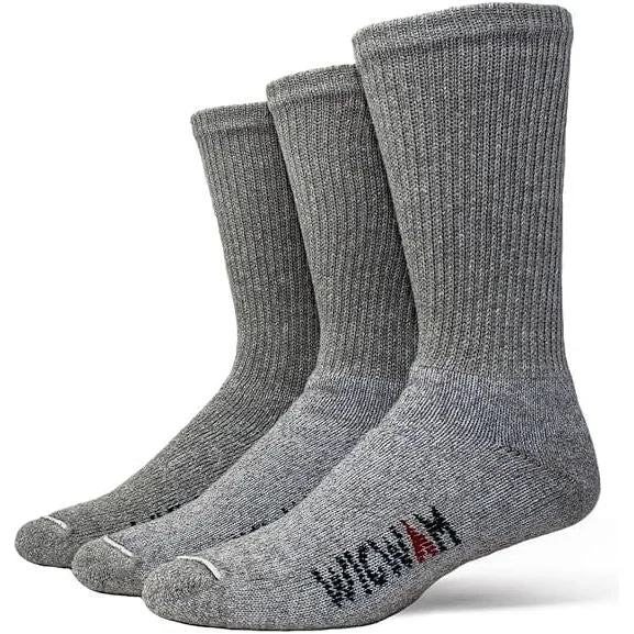 Cushioned trail socks-Wigwam King Cotton Heavyweight Crew 3-Pack Socks