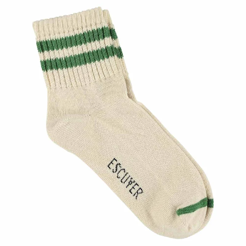 Classic brown socks-Women Ankle Socks Ecru / Green