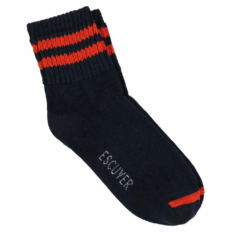 Anti-slip lounge socks-Women Ankle Socks Navy / Orange