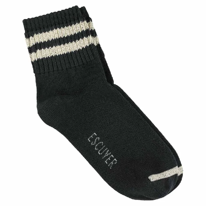 Formal wool socks-Women Ankle Socks Off Black / Ecru