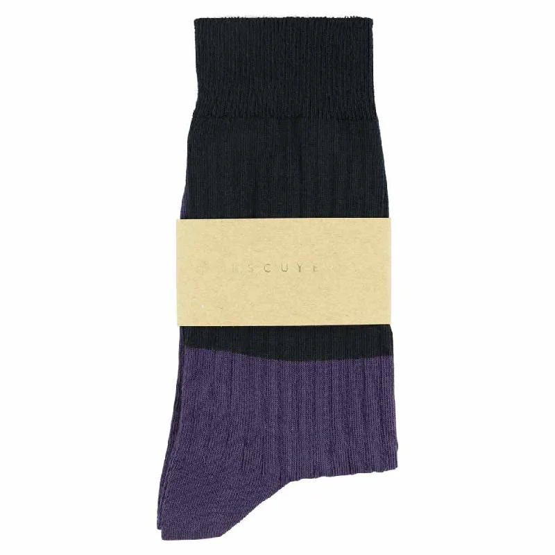 Quirky knit socks-Women Block Socks - Carbon / Purple