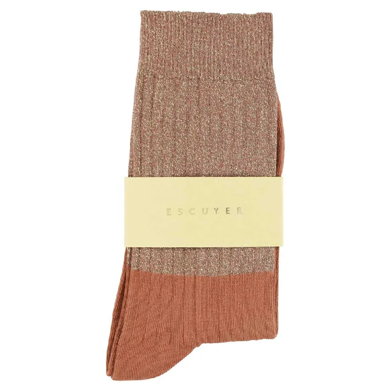 Modern thermal socks-Lurex Block Socks - Gold  / Arabian Spice