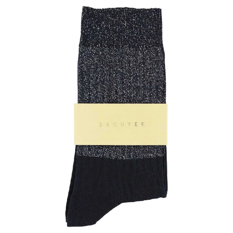 Sporty alpaca socks-Lurex Block Socks - Silver  / Blue