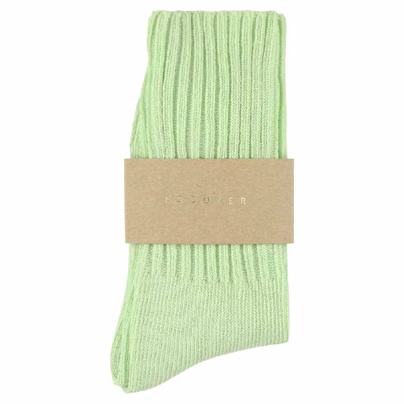 Cozy cable socks-Women Crew Socks - Aqua Green