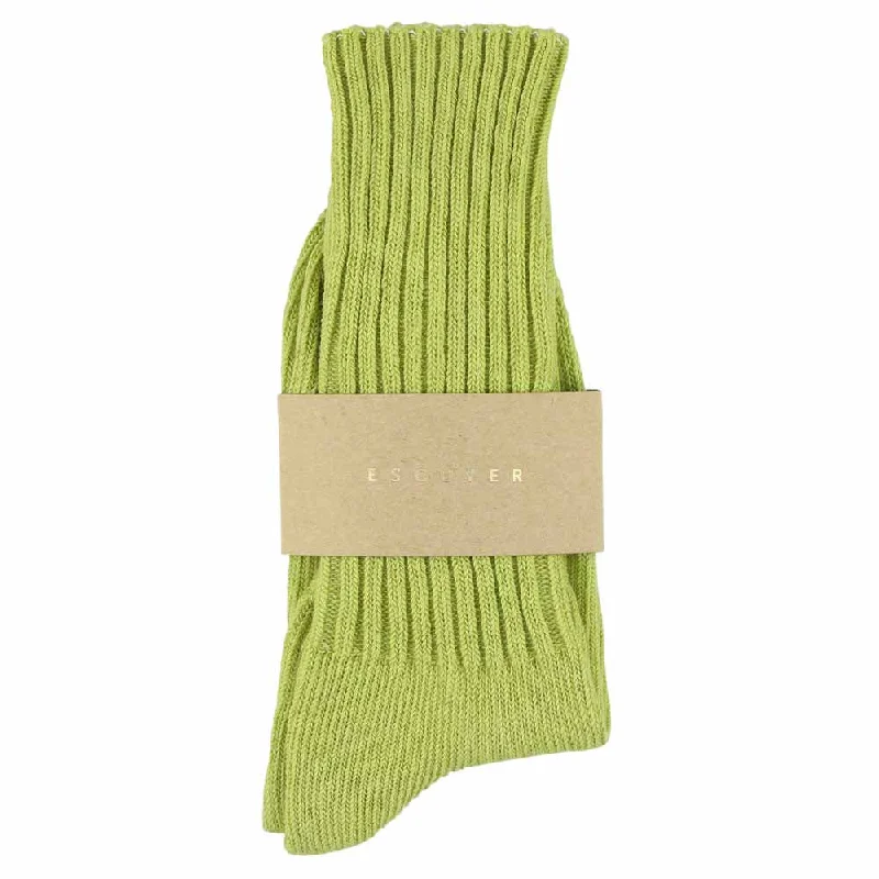 Soft organic socks-Women Crew Socks - Green Banana