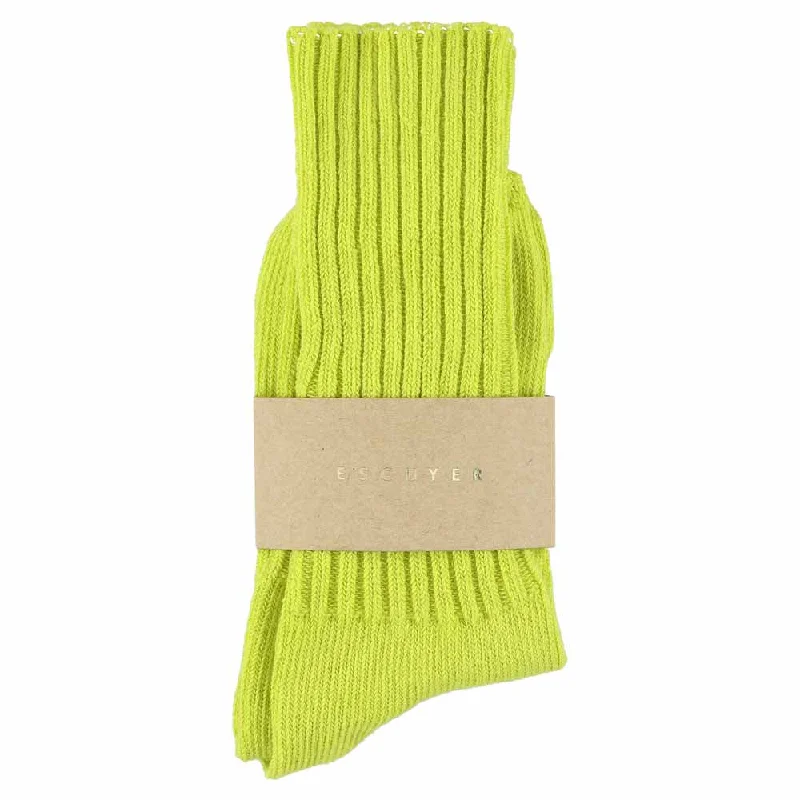 Grip barre socks-Women Crew Socks - Lemon