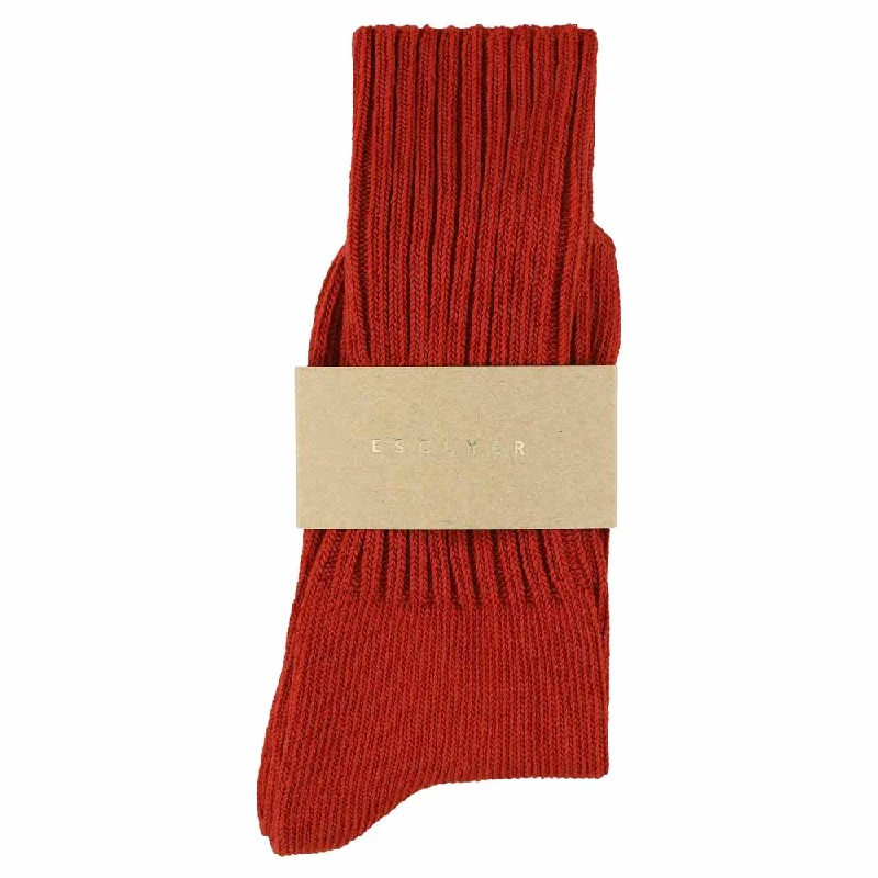 Bold zigzag socks-Women Crew Socks - Red Ochre