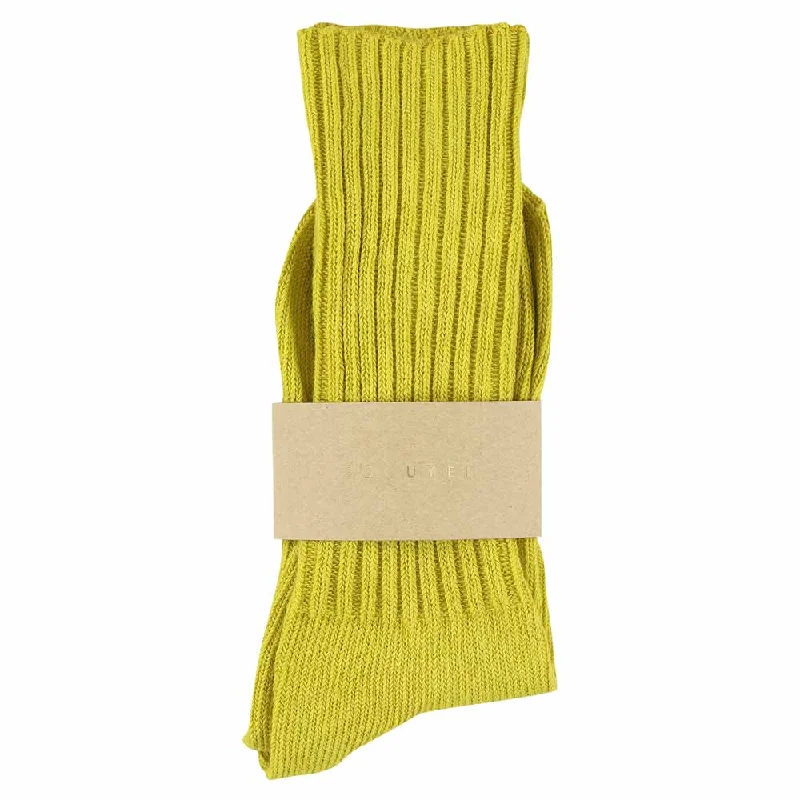 Retro checkered socks-Women Crew Socks - Yellow