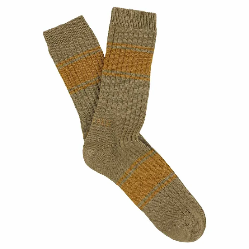 Cushioned knit crew-Women Logo Stripe - Grey / Yellow