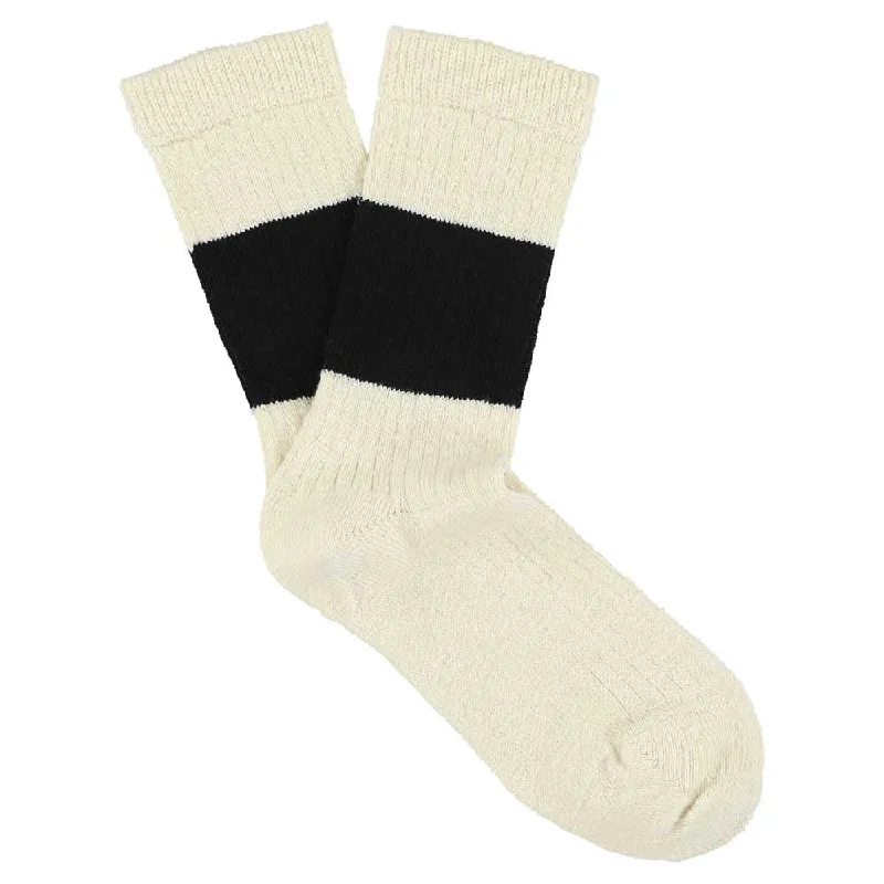 Sporty crew socks-Women Melange Band Socks - Ecru / Black