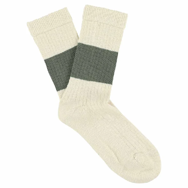 Fun zigzag socks-Women Melange Band Socks - Ecru / Khaki