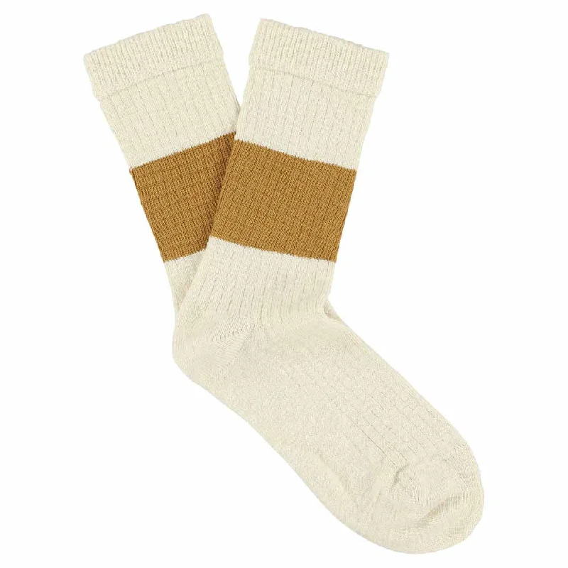 Soft hiking socks-Women Melange Band Socks - Ecru / Mustard