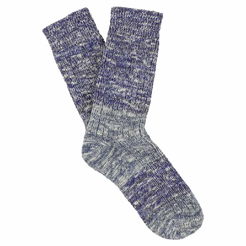 Cozy bamboo crew-Women Melange Block Socks Bright Blue / Blue